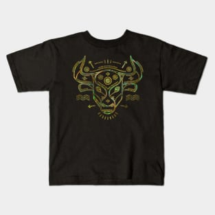 Taurus Zodiac Gold Abalone Kids T-Shirt